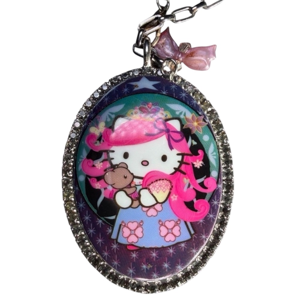 Tarina Tarantino Hello Kitty Necklace Women OS Pink Y2K Cameo Crystal 2002 Rare